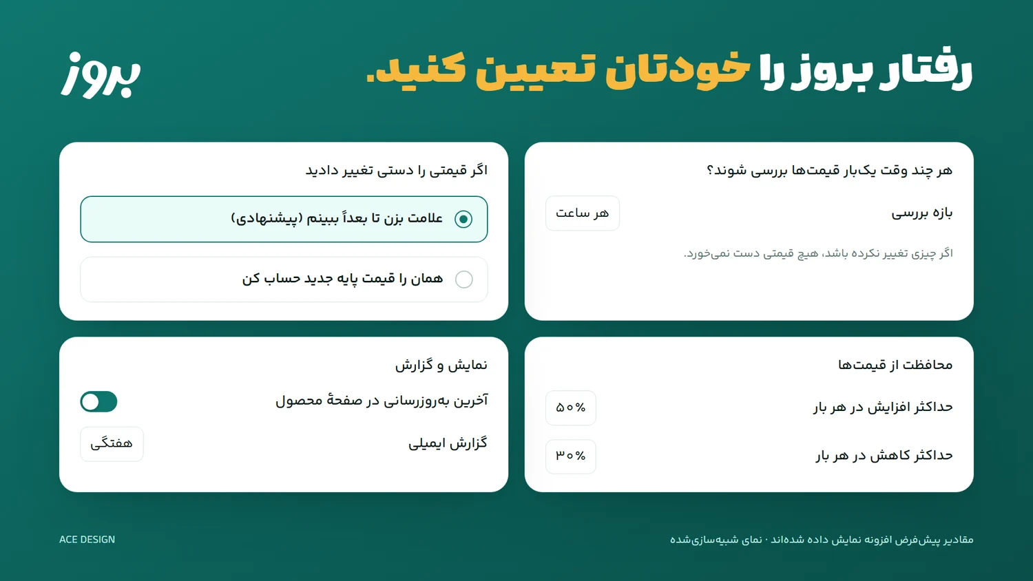 تنظیمات افزونه
